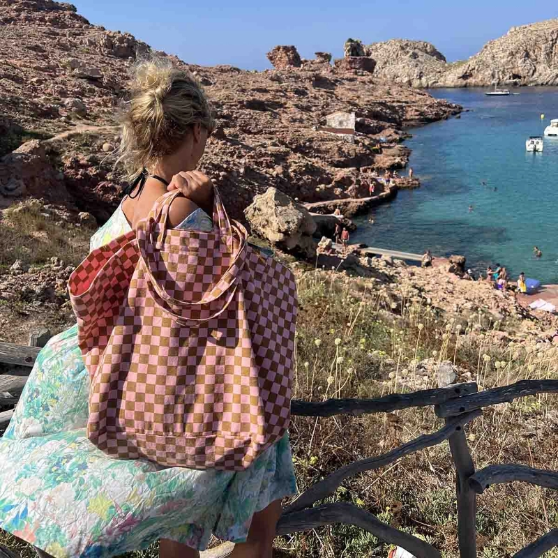 SAC ELISA - DAMIER FRAISE / CARAMEL – Image 2