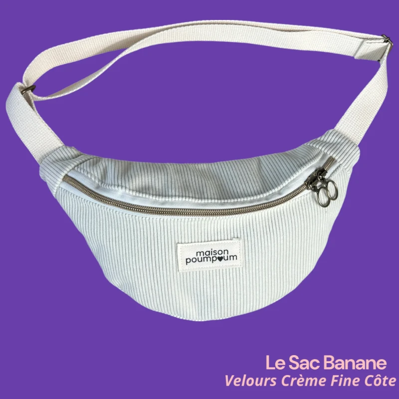 sac banane velours crème 1