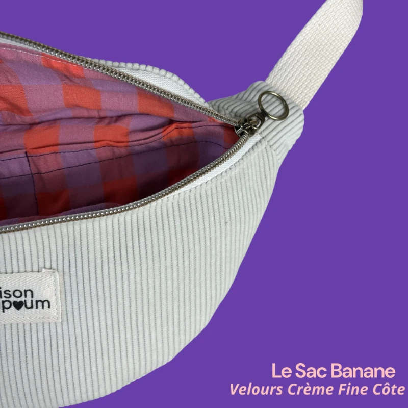 sac banane velours crème 3