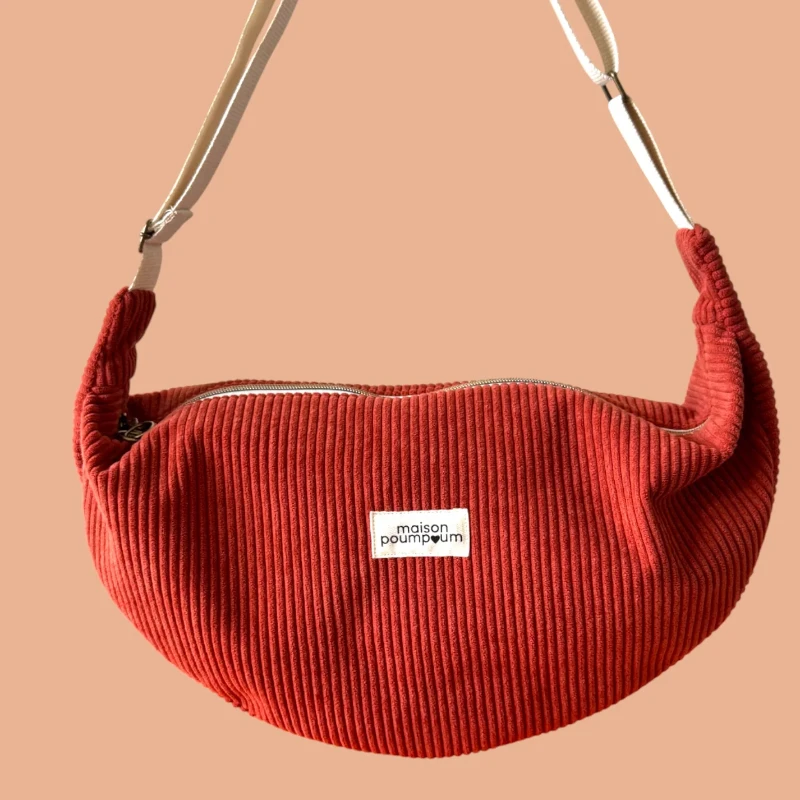 sac demi lune velours terracotta 1