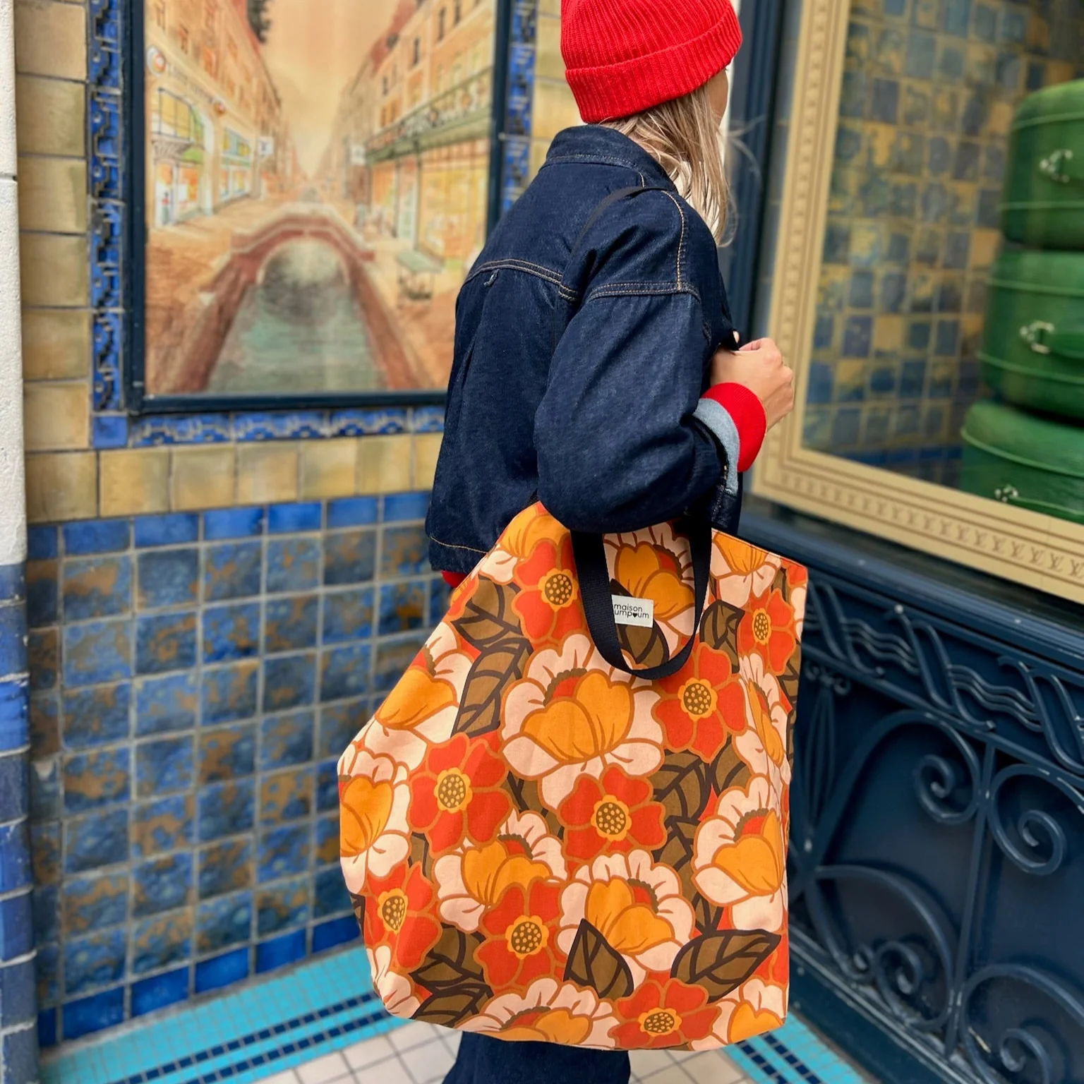 maxi totebag fleuri 70 s epaulemaison poumpoum maison volumes saint andré lez lille