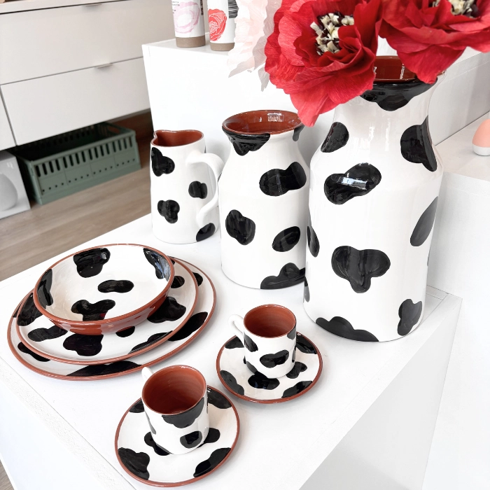 ceramique vaisselle vache 2 motifs peau de vache cdo