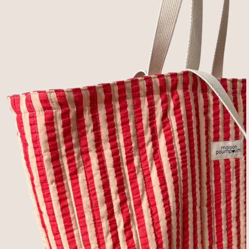 cabas seersucker rayure rouge maison poumpoum8
