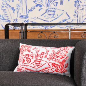 coussin babel brune s blue era rouge