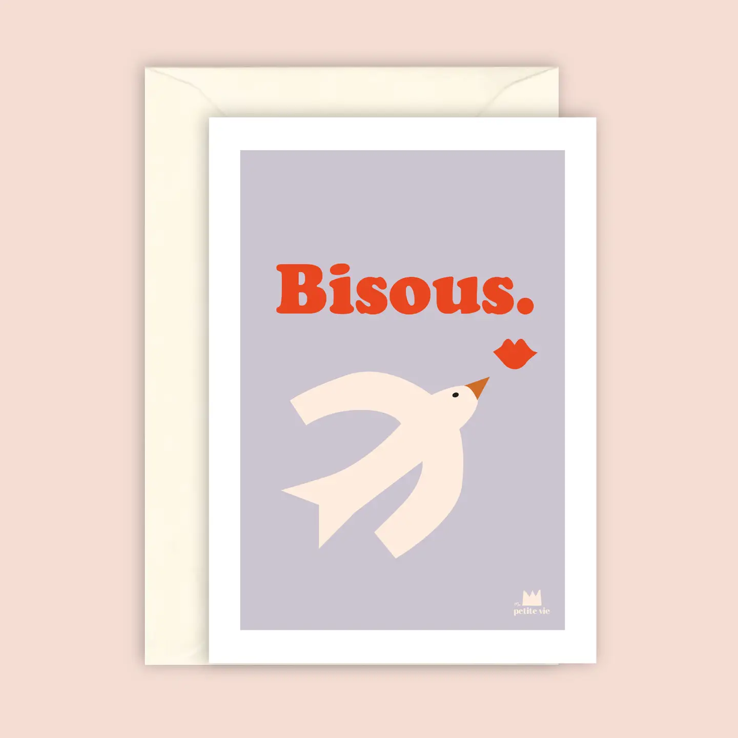 CARTE LOVE BISOUS OISEAU AVEC ENVELOPPE