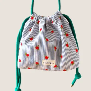 mini sac bourse cordon jacquard rayure fleurie maison poumpoum