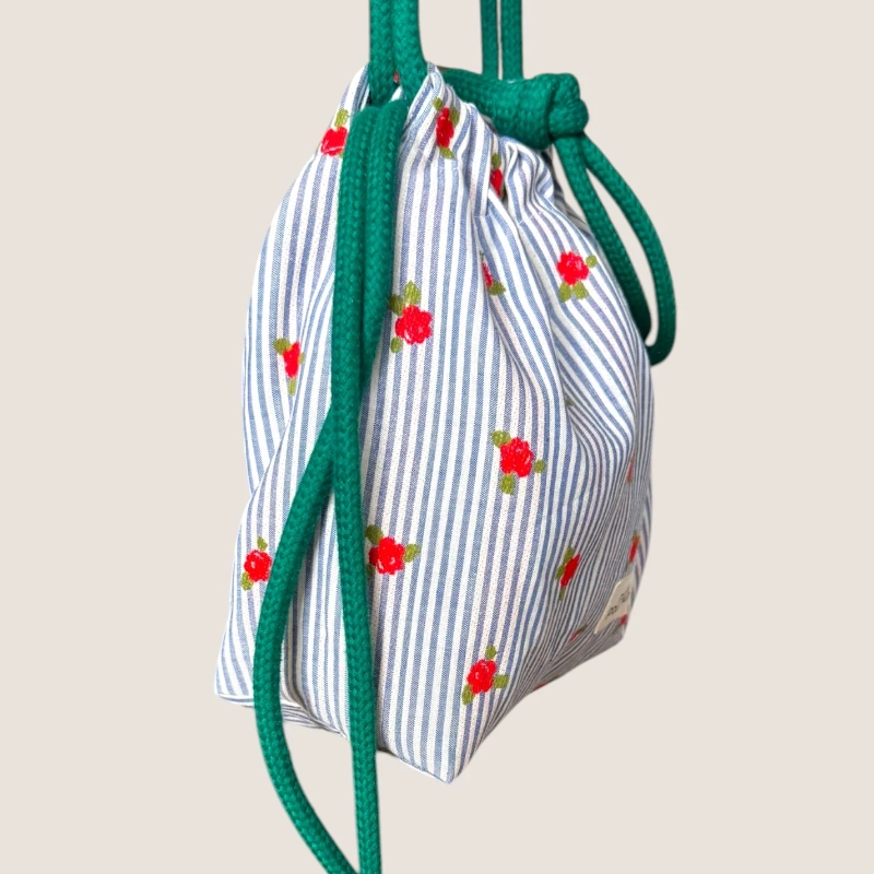 mini sac bourse cordon jacquard rayure fleurie maison poumpoum4