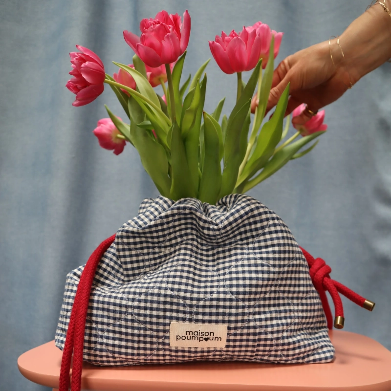 mini sac bourse cordon maison poumpoum vichy