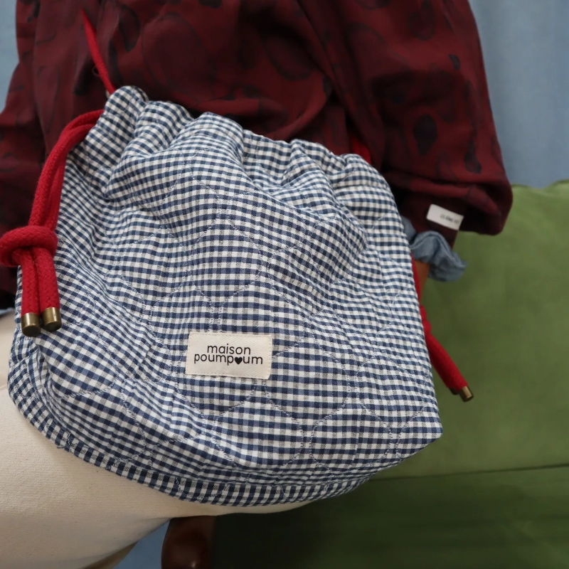 mini sac bourse cordon maison poumpoum vichy3