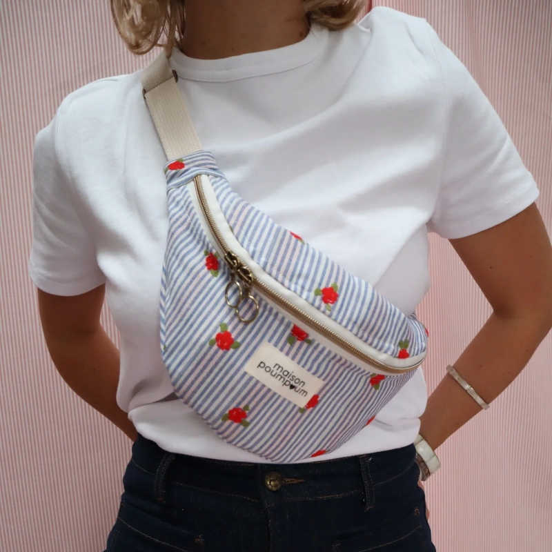 sac banane jacquard ray fleuri taille m