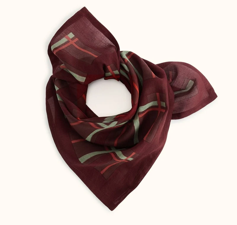 small foulard dupitta tartan taupe voile de coton